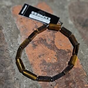 Express Casual Western Boho Style Simulated Tiger Eye & Hematite Bracelet